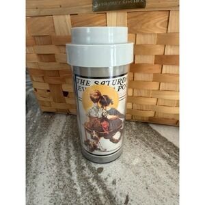 The Saturday Evening Post Vtg Thermo Serv  Plastic Made In USA travel Mug Cup.
